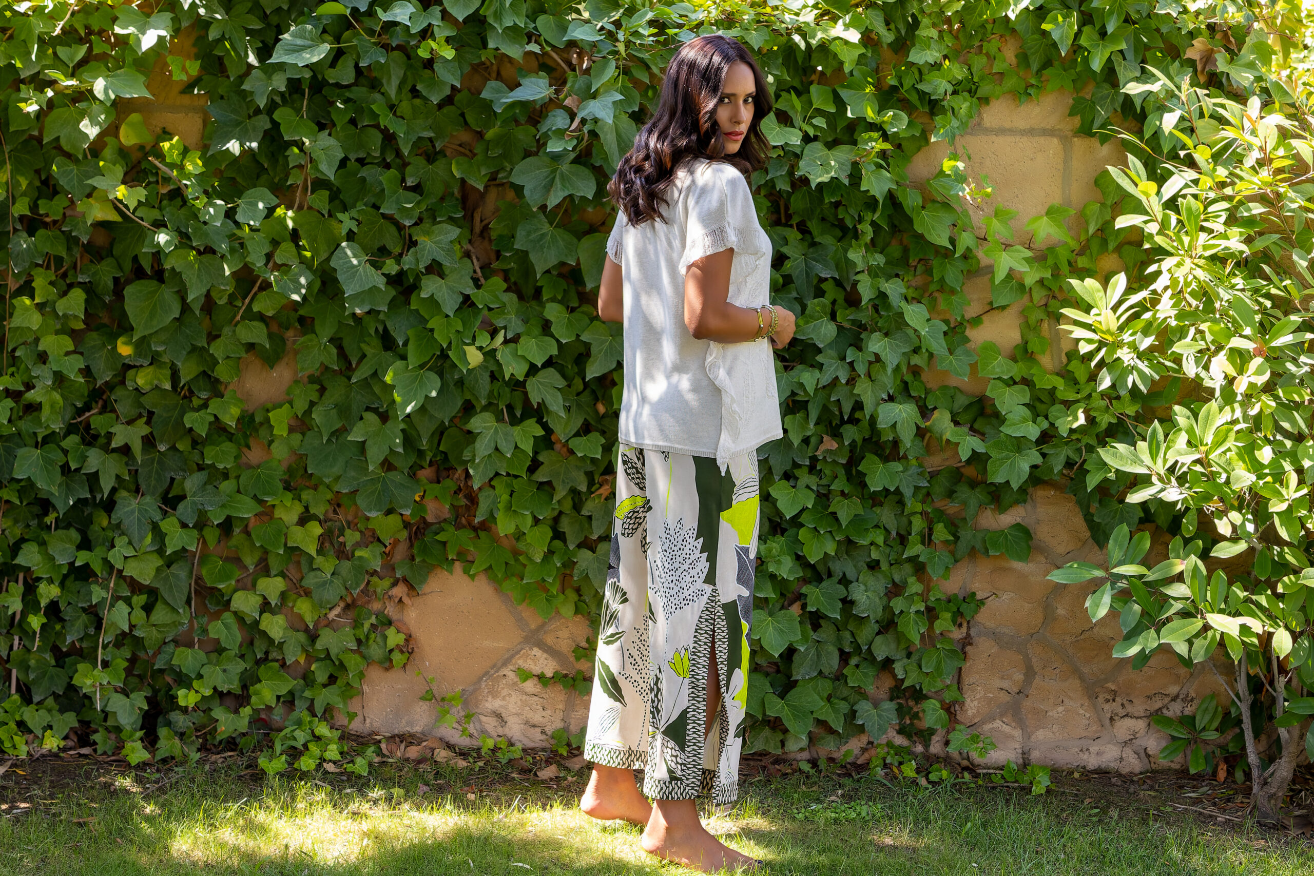 PANTALÓN DE PUNTO DE VISCOSA ESTAMPADO - Imagen 4